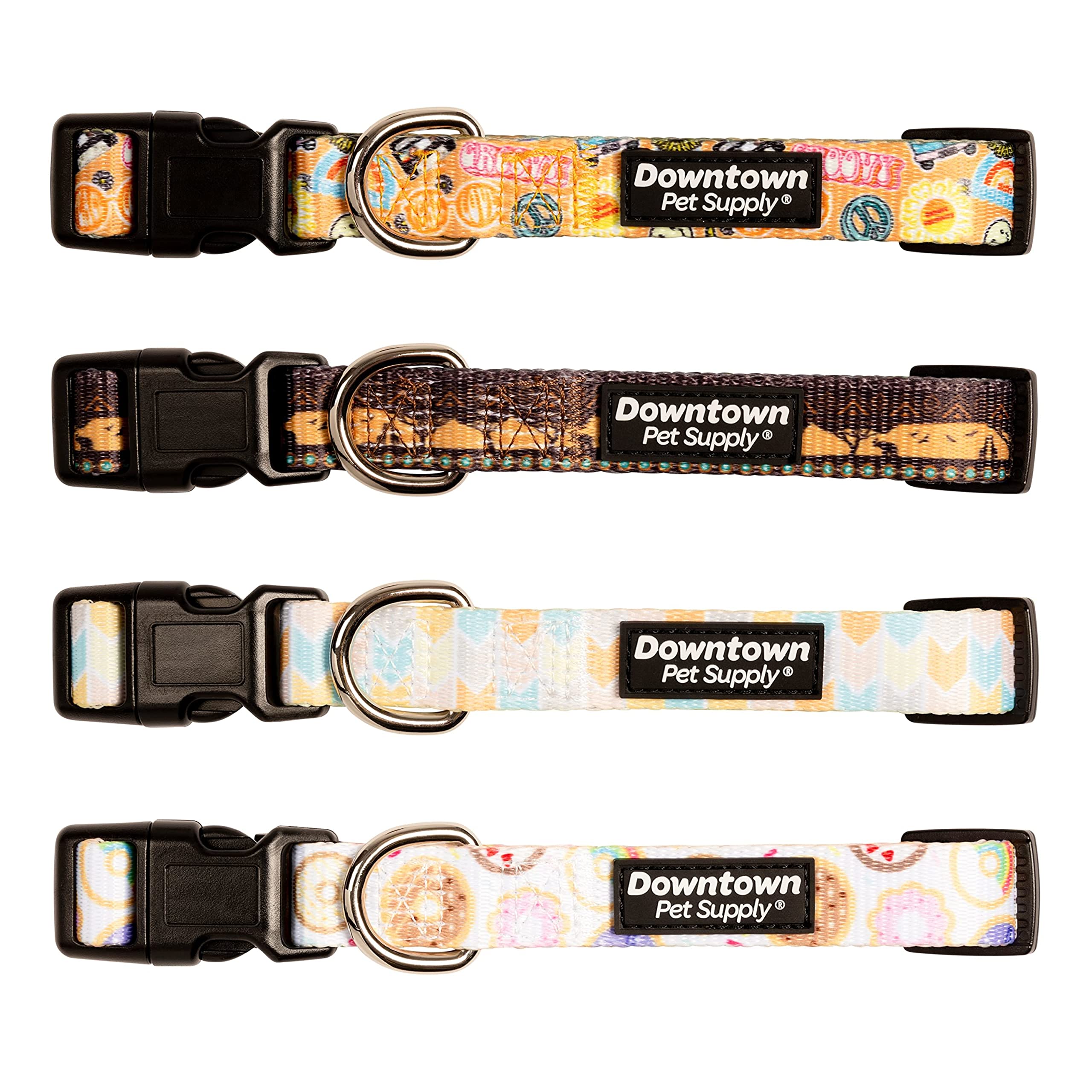 Downtown Pet Supply - Best & Fancy Adjustable Dog Collar - Lightweight With Quick Buckle & D-Ring - Hand Wash Safe - Chevron - L